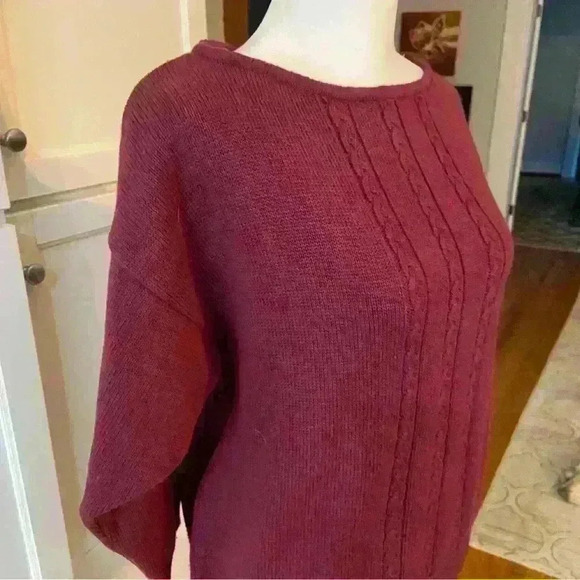 Vintage Evan Picone Turkish Wool Sweater Size L Eggplant/Plum 3/4 Sleeves Fall - Picture 7 of 8